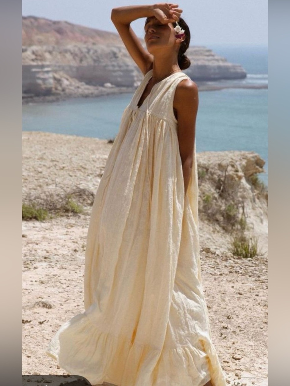 Daughters of India Ishya gown Elegant Yellow Sleeveless Dress Sz Large
